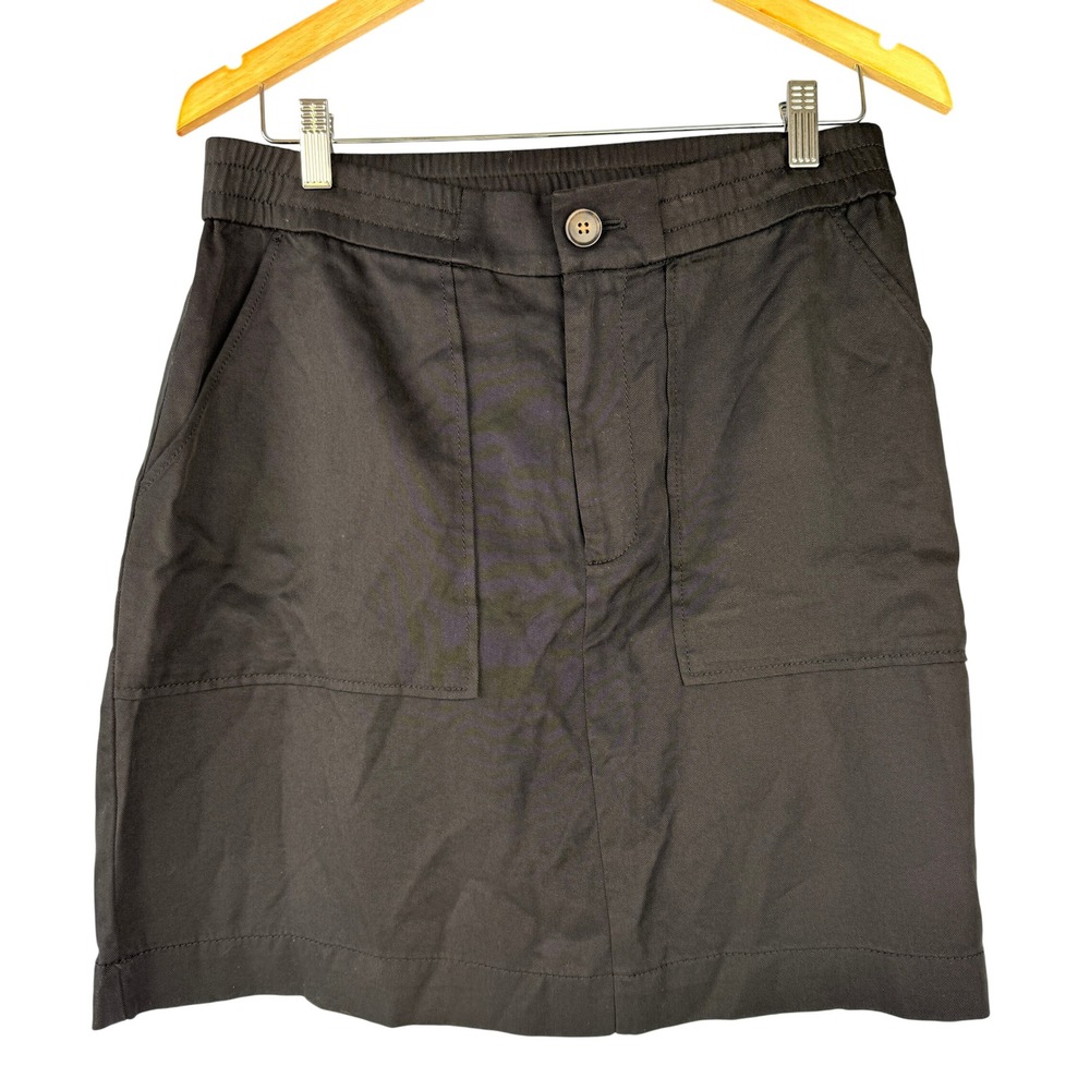 LOFT Utility Mini Skirt Womens Medium Black 100% Lyocell Elastic Waist Capsule